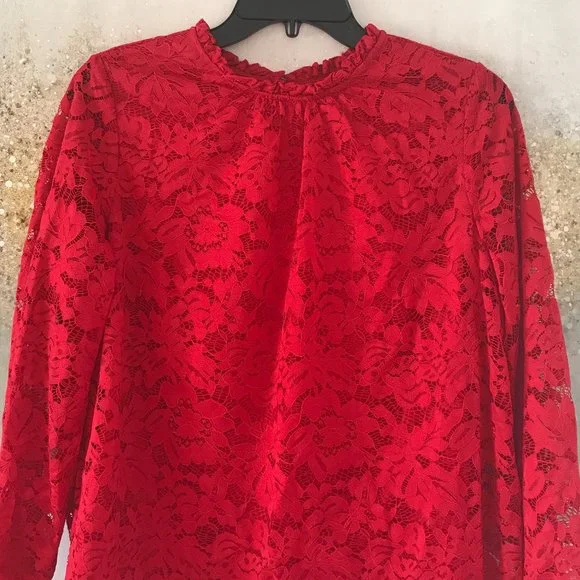 Zac & Rachel Red Lacy Blouse (NWT) - Picture 6 of 10